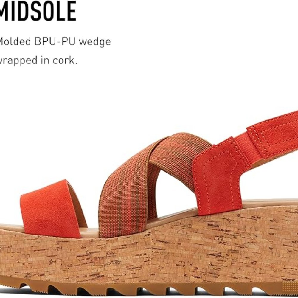 Sorel Cameron Flatform Slingback Sandal | Women's Size 9 | Red/Orange - Picture 4 of 8